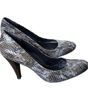 ENZO ANGIOLINI Snake Reptile Animal Print Heeled Pumps Brown/Grey Size 7.5